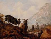 Jacobus Mancadan, Peasants and goats in a mountainous landscape